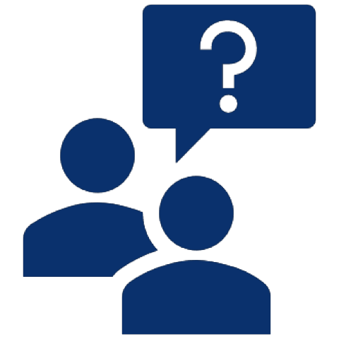 Icon of a speech bubble with a question mark representing HELP